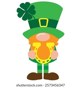 Patrick  leprechaun gnome   vector cartoon illustration