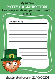 Patrick's day anagram game for kids vector illustration