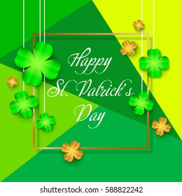 Patricks day background with clover leaf. Vector illustration