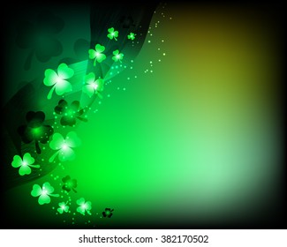 Patrick`s Day background with green clover