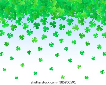 Patricks day background. Irish Saint Patricks day. Green clover vector. Spring vector illustration can be used for spring holiday printed products, web design.