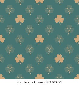 Patricks day background. St. Patrick's Day vector seamless pattern. Perfect for wallpapers, pattern fills, web backgrounds, greeting cards. Pattern of diagonal clover sign, trifoliate