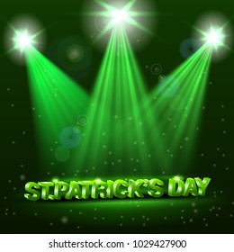 Patrick's Day background with text and stage, spotlights