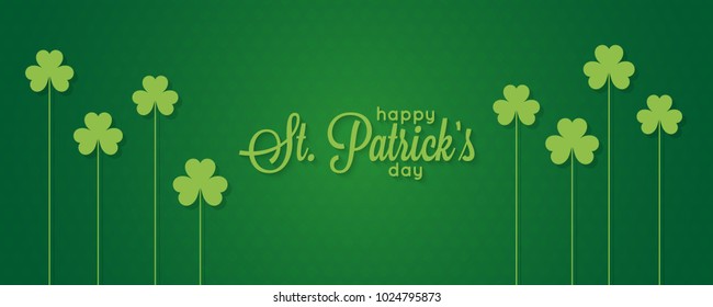 Patricks day banner. St. Patrick vintage lettering on green background