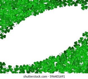 Patricks Day card vector. Shamrock clover frame isolated on white background. Green illustration.