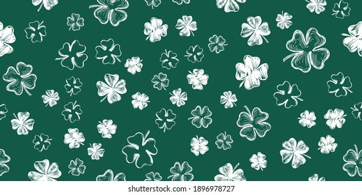  Patrick's day. Clover icons set. Hand drawn illustration. Vector.