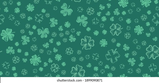 Patrick's day. Clover icons set. Hand drawn illustration. Vector.