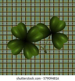Patrick's Day. Clover leaf translucent image. Background in the cell in the Irish style. Vector illustration