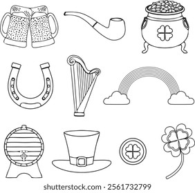 patrick's day doodles. st. patrick's day symbols