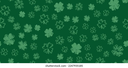 Patricks Day, flying clover, hand drawn illustrations.