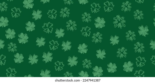 Patricks Day, flying clover, hand drawn illustrations.