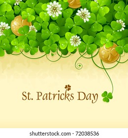 Patrick's Day frame with clovers and golden coins, contains space for your text. 5