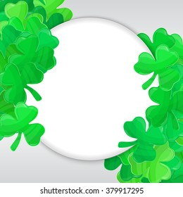 Patricks day frame. Green clover vector. Irish Saint Patricks day. Spring vector illustration can be used for spring holiday printed products, web design.
