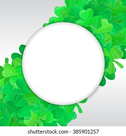 Patricks day frame. Green clover vector. Irish Saint Patricks day. Spring vector illustration can be used for spring holiday printed products, web design.