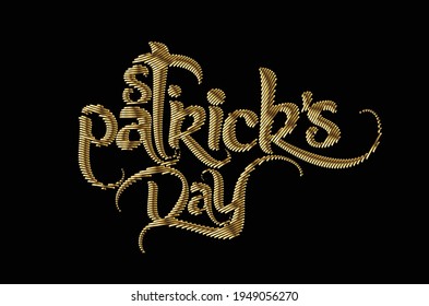 Patrick's day Gold text made of handwriting vector design element. 