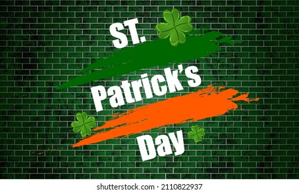 Patricks day graffiti on the wall, vector art illustration.