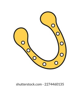 Patricks day horseshoe vector illustration isolated on white background. Symbol Doodle Irish sign. Holiday paraphernalia for sticker, cover, postcards, print, social media, icon.