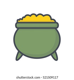 Patricks Day Icon Holiday Colored Pot with Gold