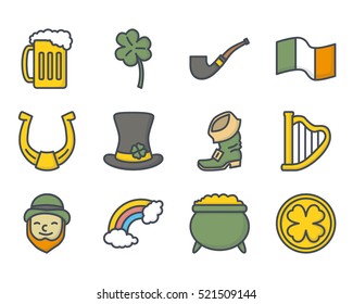 Patricks Day Icon Holiday Colored Set Pack