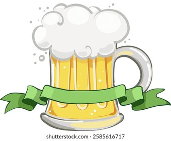 Patrick's day illustration, beer mug, banner. Happy St.Patrick s Day with shamrock clover leaf. Irish bar design