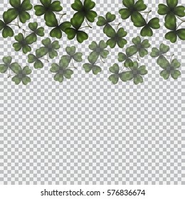 Patrick's day. Image translucent clover leaves on top. Background checkered. Vector illustration