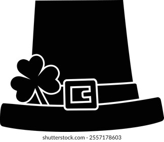 Patrick's day leprechaun hat silhouette vector.
Irish Elf hat silhouette.
Saint Patrick's Day element.
Good for greeting card,poster,banner,leaflet.
Transparent background.