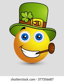 Patrick's Day Leprechaun Smiley with Cigar