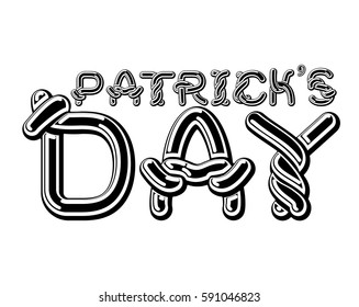 Patrick's Day lettering emblem. Celtic font letters. National Holiday in Ireland. Traditional Irish Festival