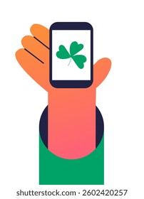 ​St. Patrick's Day online celebration in app. Flat vector illustration in cartoon style.