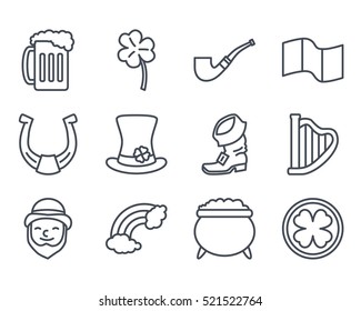 Patricks Day Outlined Line Icon Pack Set