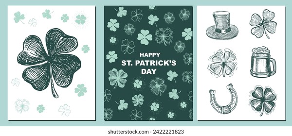 Patrick's Day set. Hand drawn illustrations	