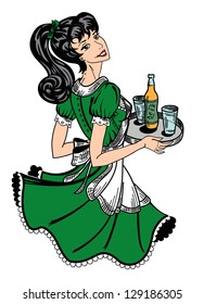 Patricks day theme retro waitress