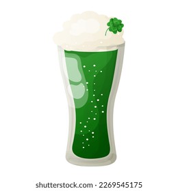 Patrick's Day traditional green beer. Vector illustration for brewery menu, pub, party invitations