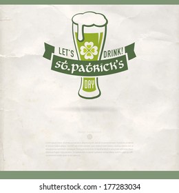 patricks smiling st patrick's day vector card patricks satisfied english classic holiday texture popular background scene ritual sprout sign celebration green grinning antique classical four 4 detaile