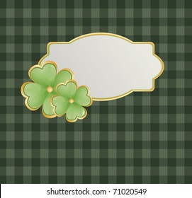 Patricks theme with shamrock on green square background and swirls