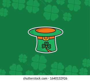 Patric's Hat. Ireland National Holiday. Vector Sticker.