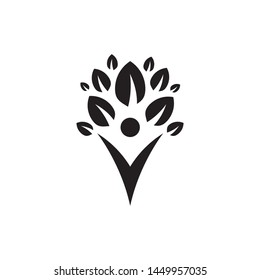 Patrimony logo template vector abstract human with leaves icon design
