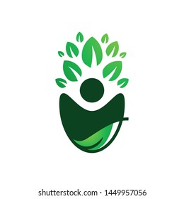 Patrimony logo template vector abstract human with leaves icon design