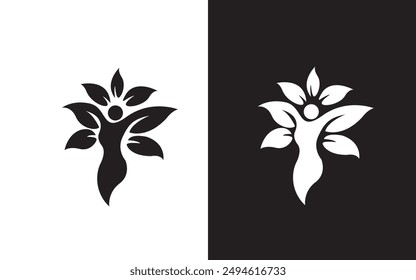 Patrimony logo template vector abstract human with leaves icon design