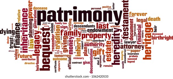Patrimony word cloud concept. Vector illustration