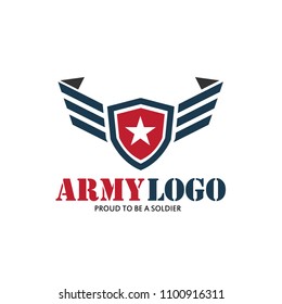 patriot & army logo with military star & wing modern logo vector illustration