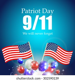 Patriot Day the 11/9 Label, We Will Never Forget  Vector Illustration EPS10