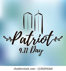 Patriot day. 11th of september. We Will Never Forget. Vector illustration. Typography. Design for postcard, flyer, poster, banner or t-shirt. 9-11 logo.