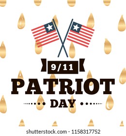 Patriot day. 11th of september. We Will Never Forget. Vector illustration. Typography. Design for postcard, flyer, poster, banner or t-shirt. 9-11 logo.