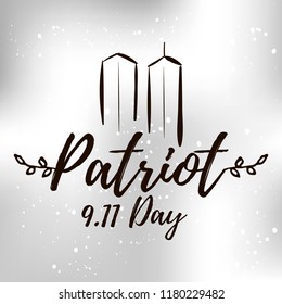 Patriot day. 11th of september. We Will Never Forget. Vector illustration. Typography. Design for postcard, flyer, poster, banner or t-shirt. 9-11 logo.