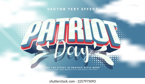 Patriot day 3d editable vector text style effect, suitable for celebrate patriot day themes