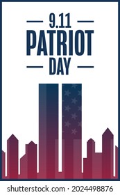 Patriot Day. 9.11. We Will Never Forget. Template for background, banner, card, poster with text inscription. Vector EPS10 illustration