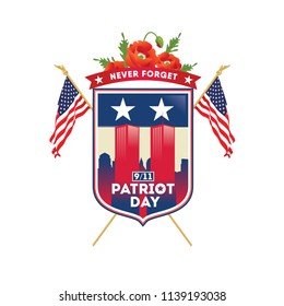 Patriot Day, American Flag. Patriot Day September 11, 2001. Design template, we will never forget, Vector illustration