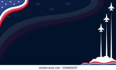 Patriot Day Background with Copy Space Area. Illustration of united state flag and silhouette of jet plane. Suitable for Navy and Air Force Birthday, etc.  