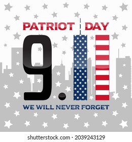 Patriot day background design with twin tower illustration